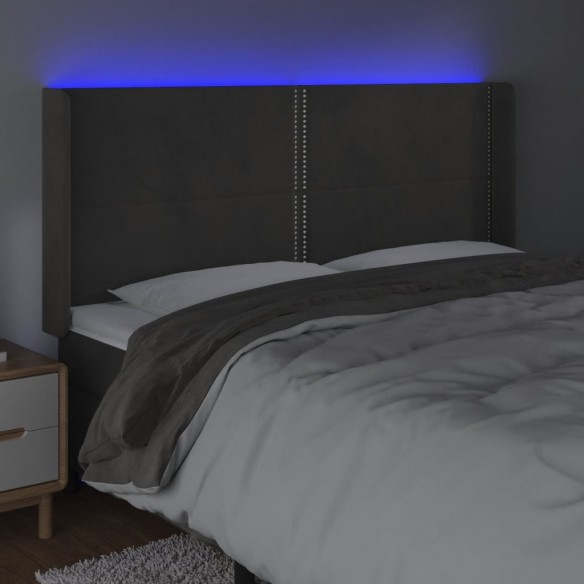 Tête de lit à LED Gris foncé 183x16x118/128 cm Velours