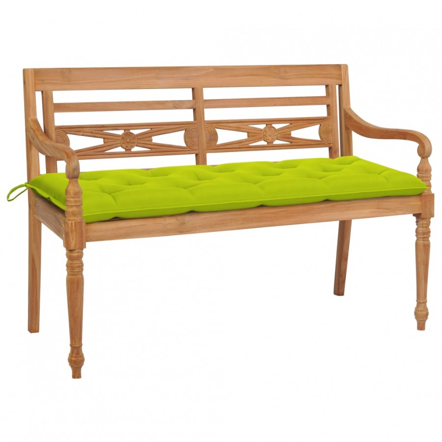 Banc Batavia avec coussin vert vif 150 cm Bois de teck massif