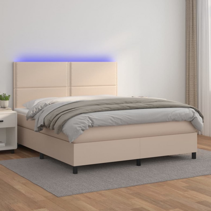 Cadre de lit avec matelas LED Cappuccino 140x190 cm