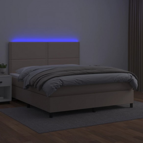 Sommier à lattes de lit avec matelas LED Cappuccino 140x190 cm
