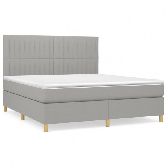 Cadre de lit avec matelas Gris clair 160x200cm Tissu