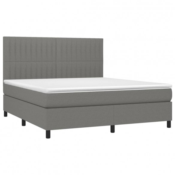 Cadre de lit avec matelas Gris foncé 160x200cm Tissu