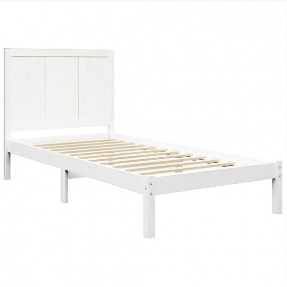 Cadre de lit Blanc Bois de pin massif 100x200 cm