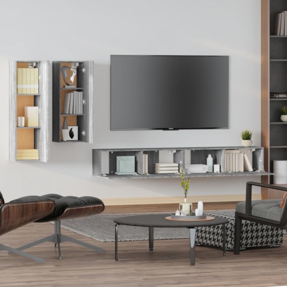 Ensemble de meubles TV 4 pcs Sonoma gris Bois d'ingénierie