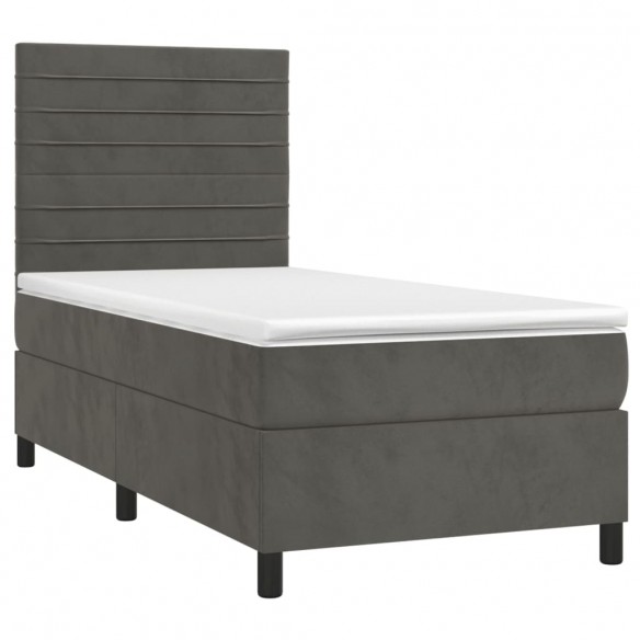 Cadre de lit et matelas Gris foncé 80x200 cm Velours