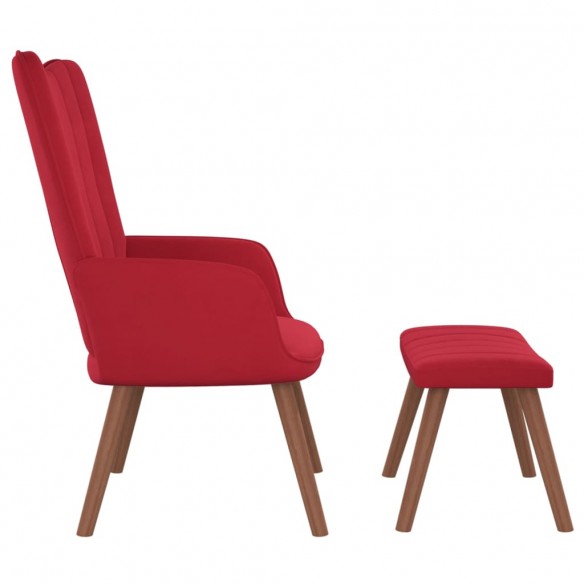 Chaise de relaxation avec repose-pied Rouge bordeaux Velours