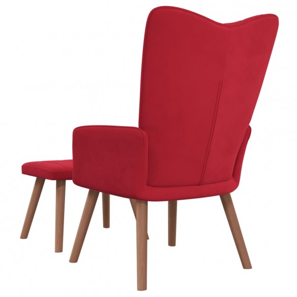 Chaise de relaxation avec repose-pied Rouge bordeaux Velours