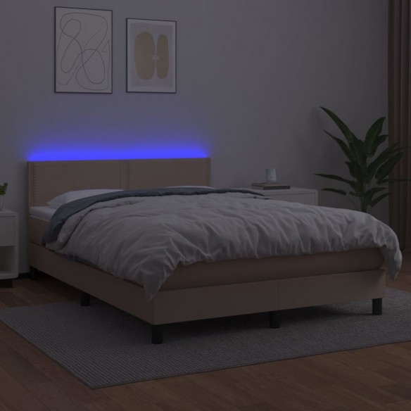 Sommier à lattes de lit avec matelas LED Cappuccino 140x190 cm