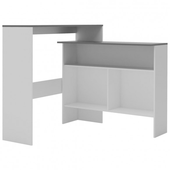 Table de bar avec 2 dessus de table Blanc et gris 130x40x120 cm