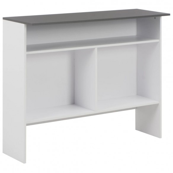 Table de bar avec 2 dessus de table Blanc et gris 130x40x120 cm