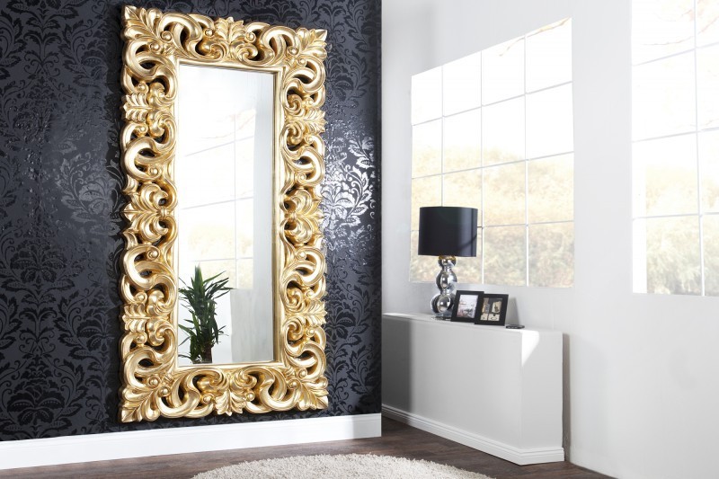 Miroir mural style baroque en polyrésine doré