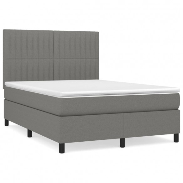 Sommier à lattes de lit avec matelas Gris foncé 140x200cm Tissu