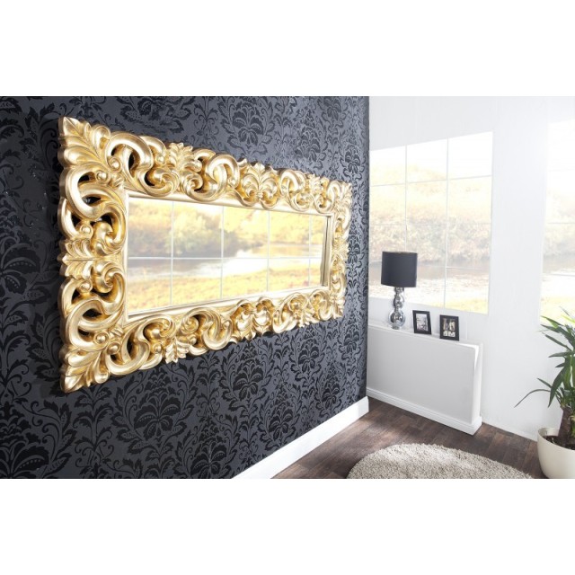 Miroir mural style baroque en polyrésine doré