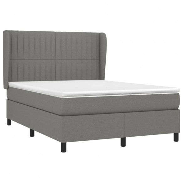 Cadre de lit avec matelas Gris foncé 140x200cm Tissu