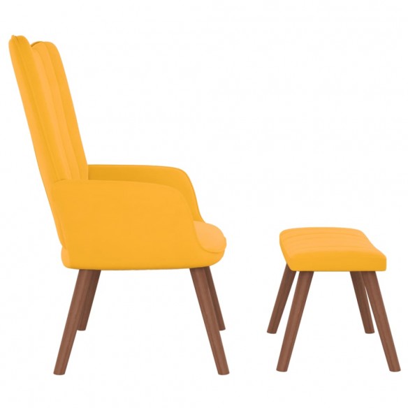 Chaise de relaxation avec repose-pied Jaune moutarde Velours