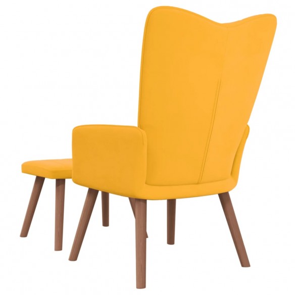 Chaise de relaxation avec repose-pied Jaune moutarde Velours