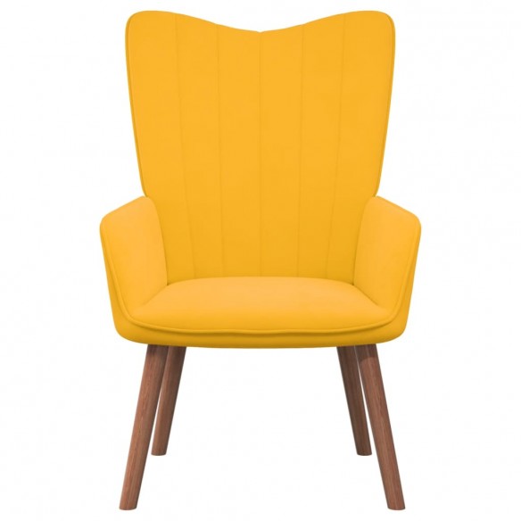 Chaise de relaxation avec repose-pied Jaune moutarde Velours