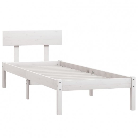 Cadre de lit Blanc Bois de pin massif 75x190 cm UK petit simple