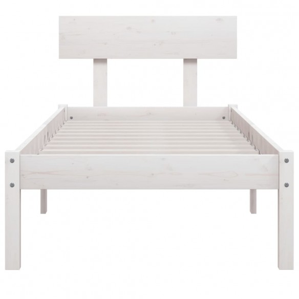 Cadre de lit Blanc Bois de pin massif 75x190 cm UK petit simple