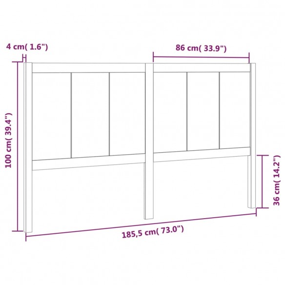 Tête de lit Blanc 185,5x4x100 cm Bois massif de pin