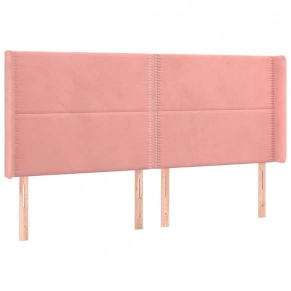 Tête de lit avec oreilles Rose 163x16x118/128 cm Velours