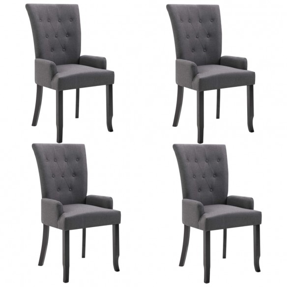 Chaises à manger avec accoudoirs lot de 4 gris foncé tissu