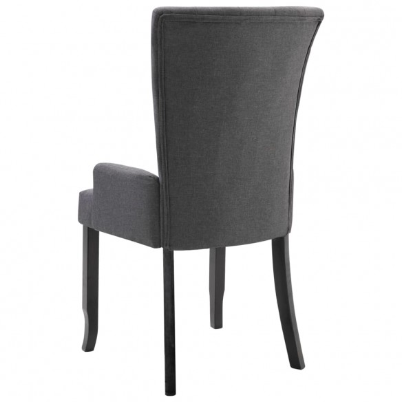 Chaises à manger avec accoudoirs lot de 4 gris foncé tissu