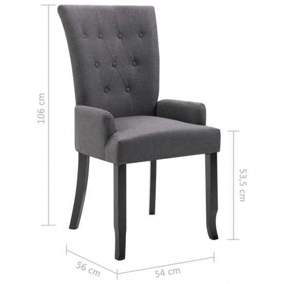 Chaises à manger avec accoudoirs lot de 4 gris foncé tissu