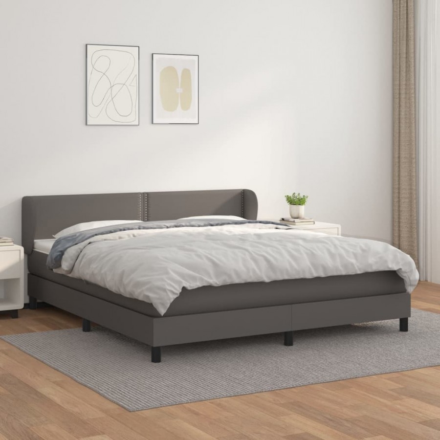 Cadre de lit avec matelas Gris 160x200 cm Similicuir