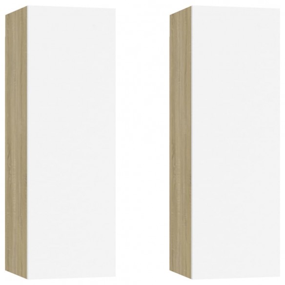 Meubles TV 2 pcs Blanc et chêne sonoma 30,5x30x90 cm Aggloméré