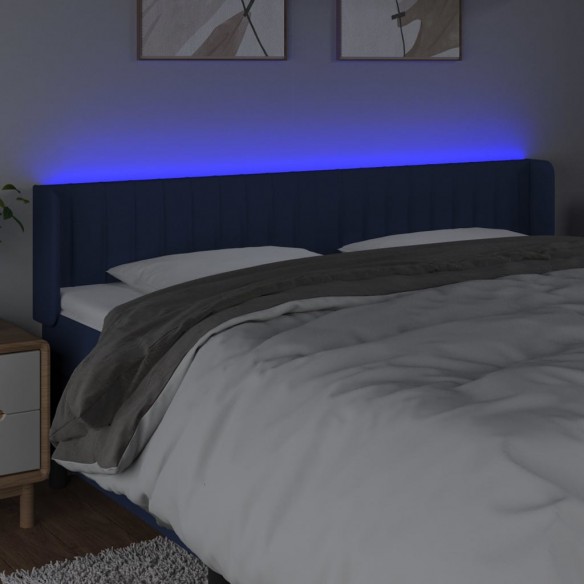 Tête de lit à LED Bleu 163x16x78/88 cm Tissu