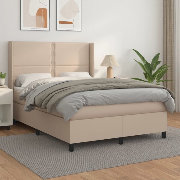 Cadre de lit avec matelas Cappuccino 140x190 cm