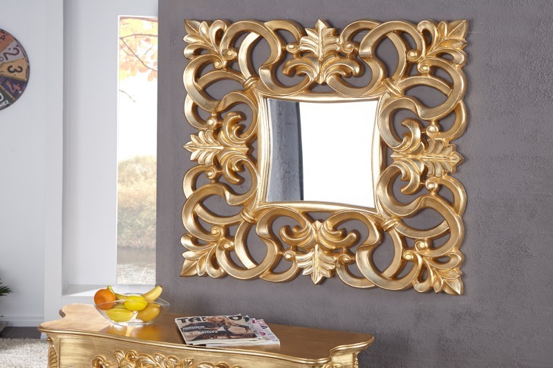 Miroir mural style baroque teinté doré