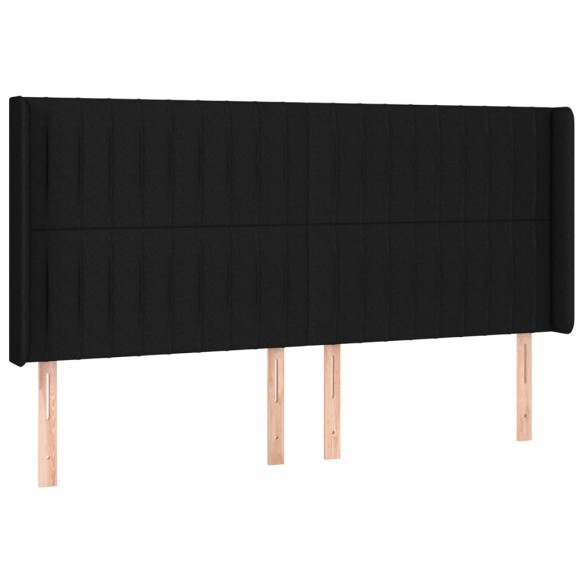 Tête de lit à LED Noir 203x16x118/128 cm Tissu