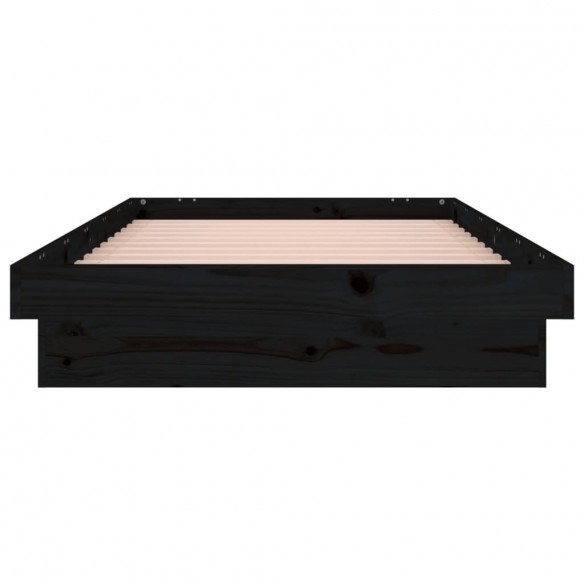 Cadre de lit à LED noir 90x190 cm simple bois massif