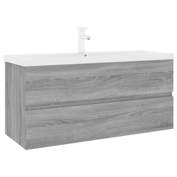 Meuble lavabo avec bassin intégré Sonoma gris Bois d'ingénierie