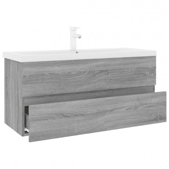 Meuble lavabo avec bassin intégré Sonoma gris Bois d'ingénierie