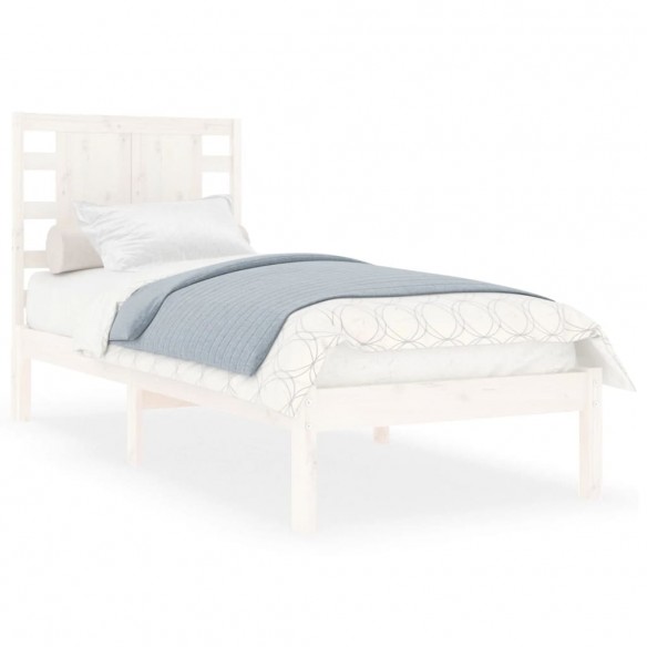 Cadre de lit Blanc Bois massif 75x190 cm Petit simple