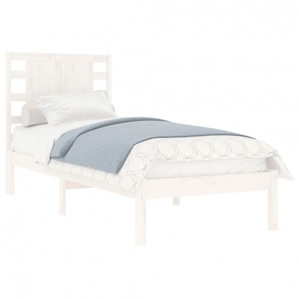 Cadre de lit Blanc Bois massif 75x190 cm Petit simple