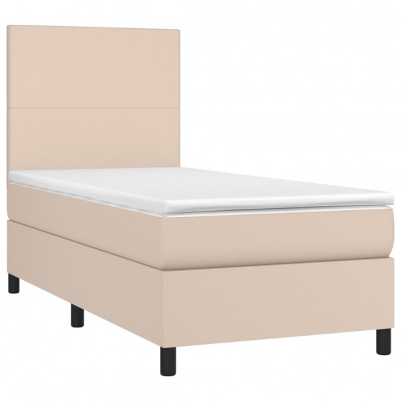 Sommier à lattes de lit avec matelas et LED Cappuccino 80x200cm