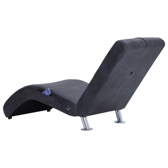 Chaise longue de massage avec oreiller Gris Similicuir daim