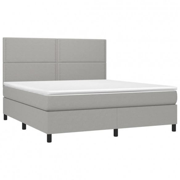 Cadre de lit avec matelas Gris clair 160x200cm Tissu