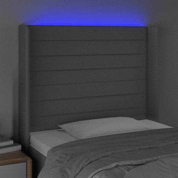 Tête de lit à LED Gris clair 93x16x118/128 cm Tissu