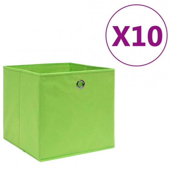 Boîtes de rangement 10 pcs Tissu intissé 28x28x28 cm Vert