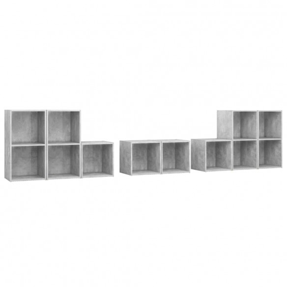 Ensemble de meubles TV 8 pcs Gris béton Aggloméré