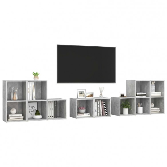 Ensemble de meubles TV 8 pcs Gris béton Aggloméré