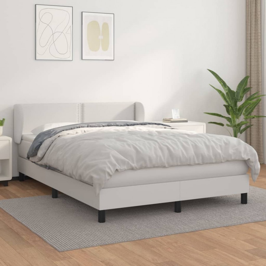 Cadre de lit avec matelas Blanc 140x200cm Similicuir