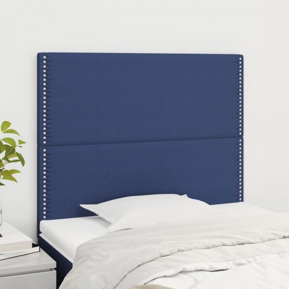 Têtes de lit 2 pcs Bleu 90x5x78/88 cm Tissu