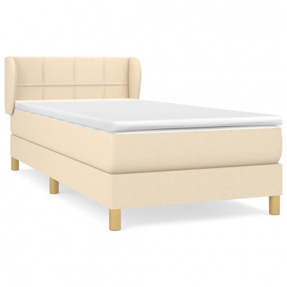 Cadre de lit avec matelas Crème 80x200 cm Tissu