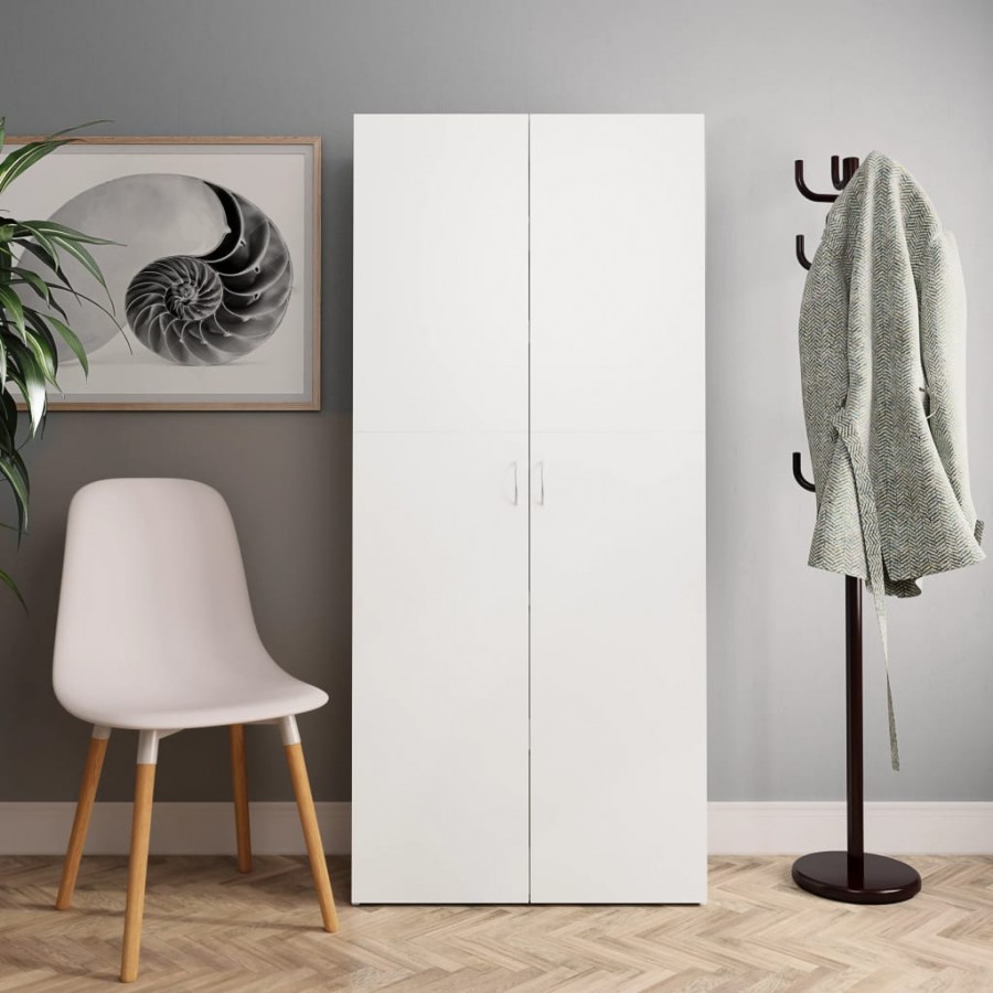 Armoire à chaussures Blanc et chêne sonoma 80x35,5x180 cm